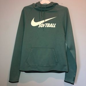 Nike Softball Dri Fit sage green sweatshirt with thumb holes. Small.